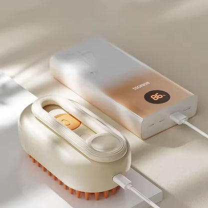 Cepillo 3 en 1 Recargable para Mascotas – Cepilla, Masajea y Rocía con Vapor